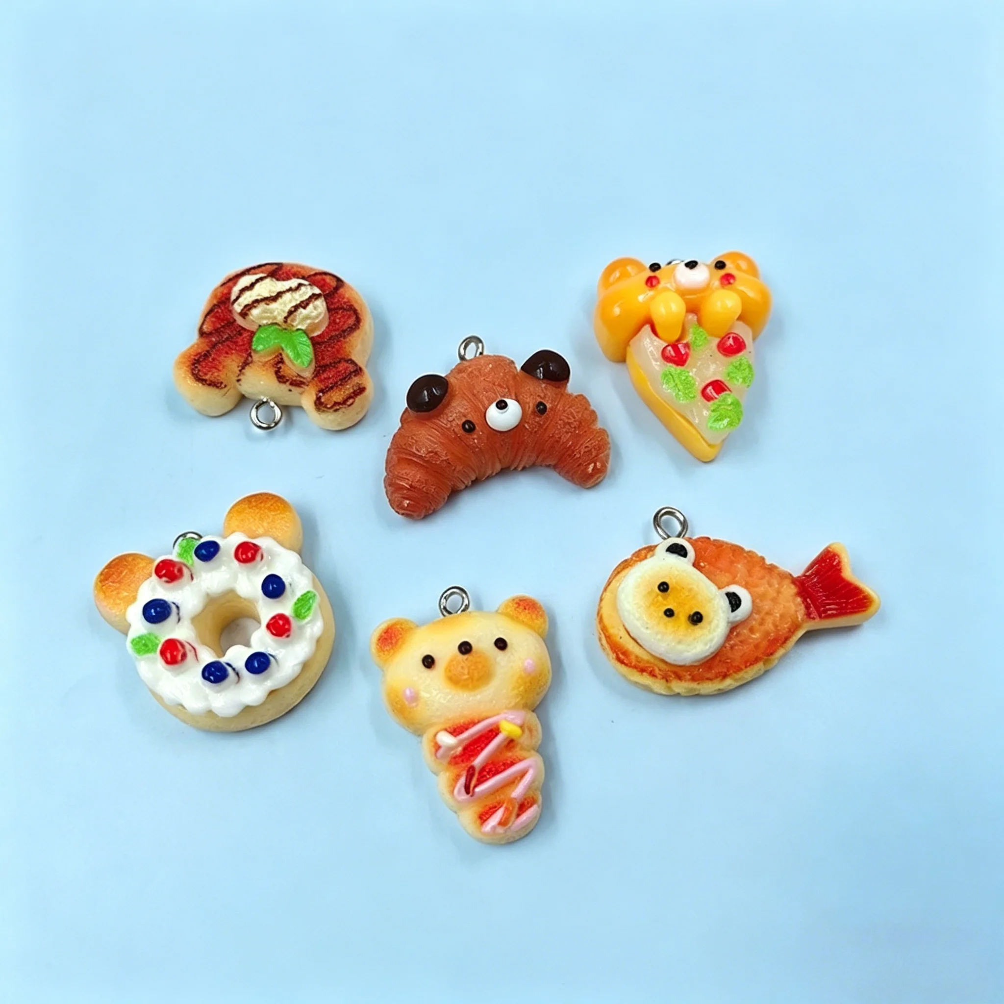 Resin Craft Supplies - 10Pcs Kawaii Bear Bread Animal Resin