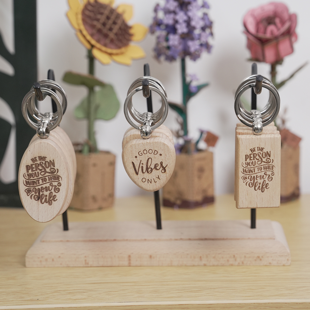 Wood Ring Blank - 20PCS Unfinished Wood Keychain Blanks Rectangle