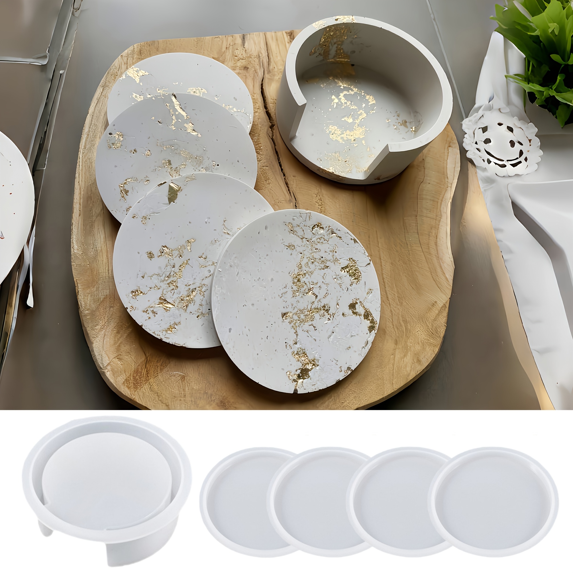 Coaster Mold Round - 5pcs Round Coaster Silicone Mold Set,