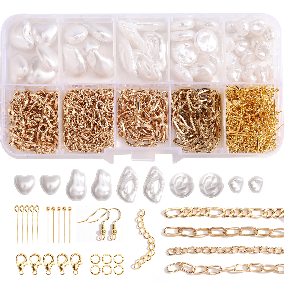 Resin Craft Kit - 179/366pcs 1Box ABS Irregular Pearl Perforated