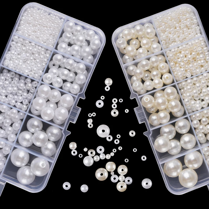 Resin Craft Kit - 800pcs Artificial Faux Pearl Resin Beads
