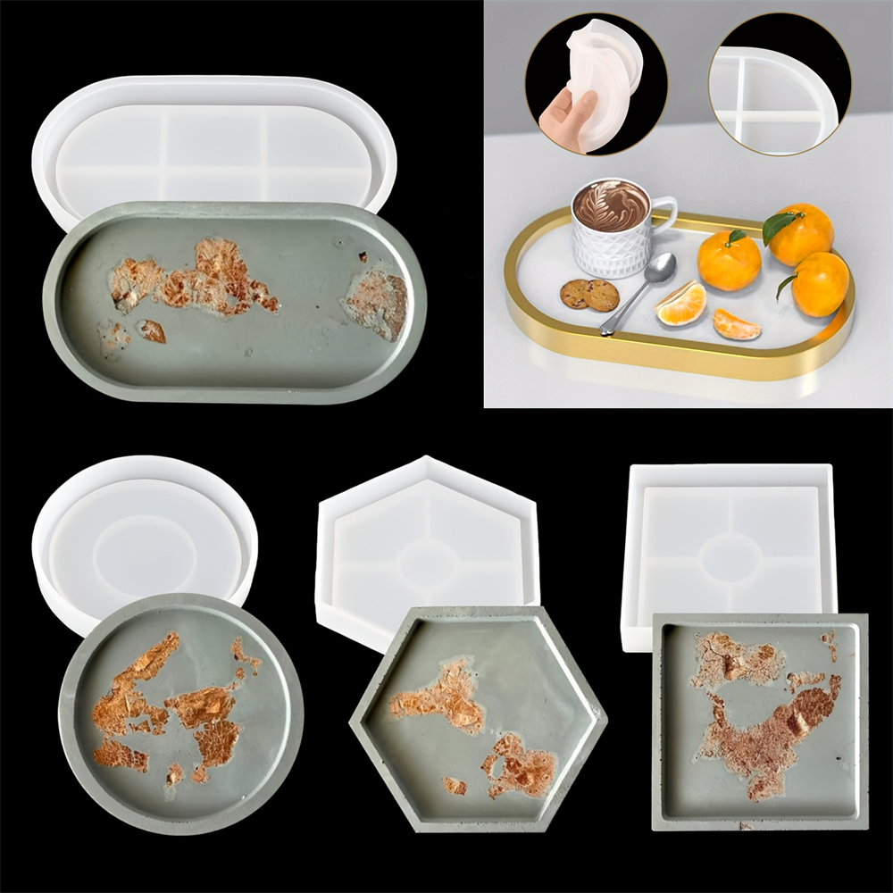 Serving Tray Mold - 4pcs/Set Storage Tray Coaster Silicone Mold,