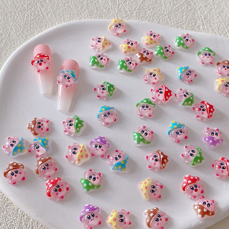Resin Crafts - 2/10/20pcs Kirby Nail Charms 3D Resin