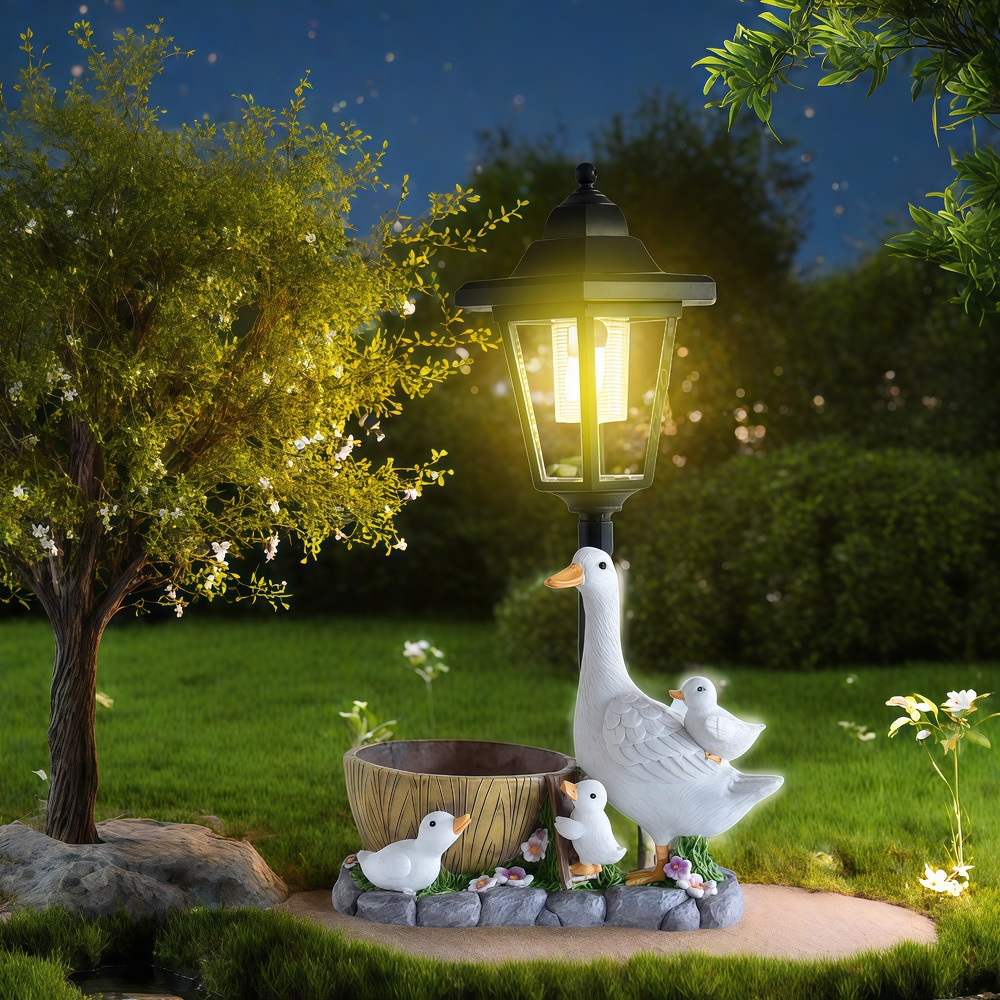 Resin Craft Material - Solar Duck Night Light Garden Courtyard