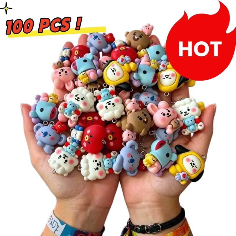 Resin Craft Material - 7pcs BT21 Resin Cartoon Charm DIY