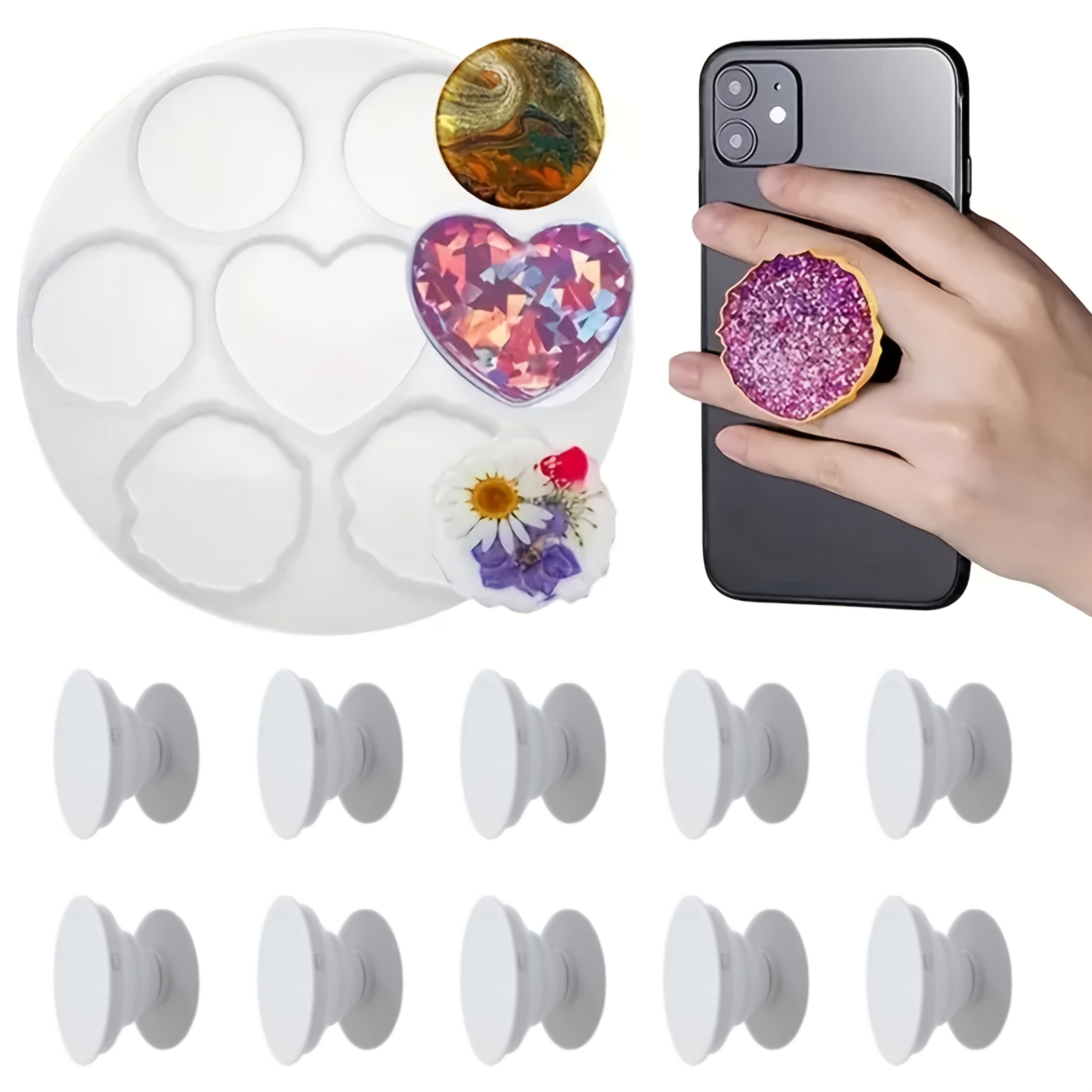 Coaster Mold Round - 11Pcs, Irregular Phone Holder Molds DIY