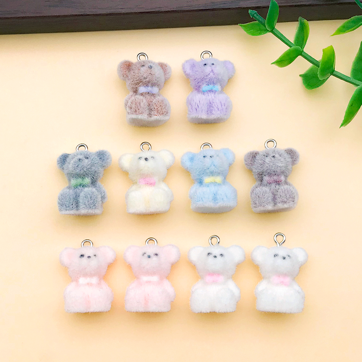 Resin Craft Supplies - 2/10pcs Resin Flocking Cute Little Bear