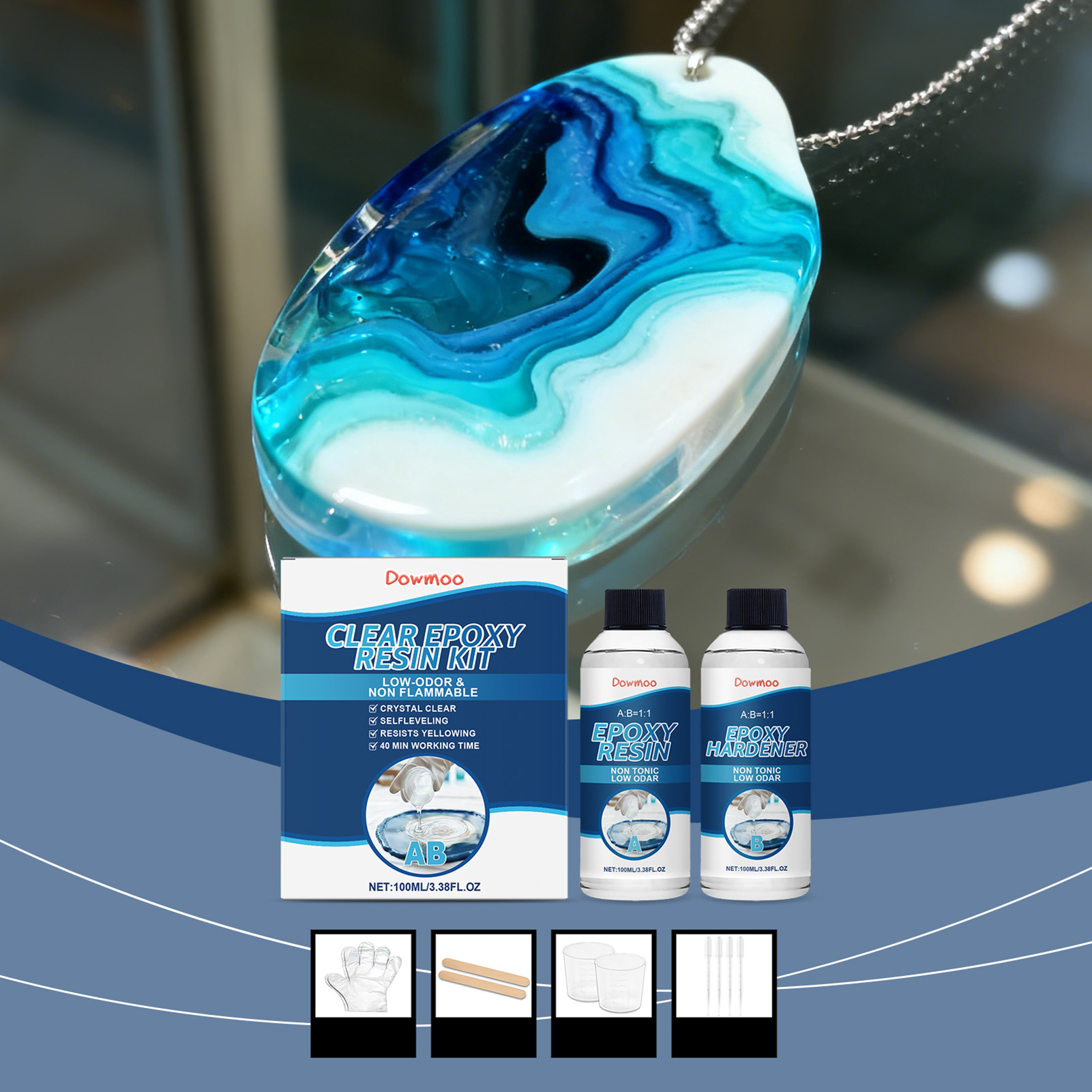 Resin Jewelry Kit - DIY Crystals Clear Epoxys Resin 1:1