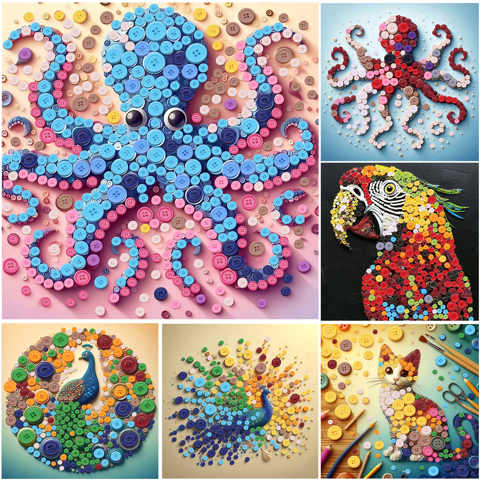 Resin Craft For Beginners - Animal DIY Resin Button Painting Kit