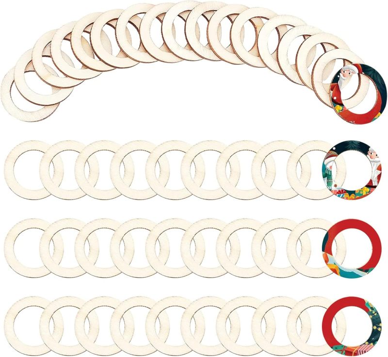 Wood Ring Blank - 100 Pcs 30mm Natural Wood Rings