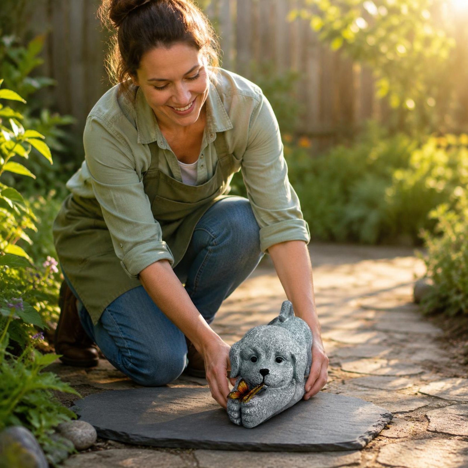 Resin Crafts - Solar Dog Statue Resin Craft Solar