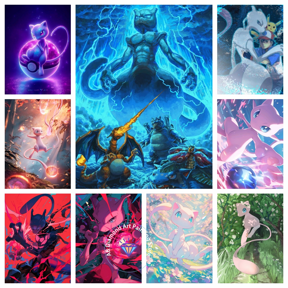 Resin Craft Kit - Pokémon Handsome Mewtwo Cartoon 5D DIY