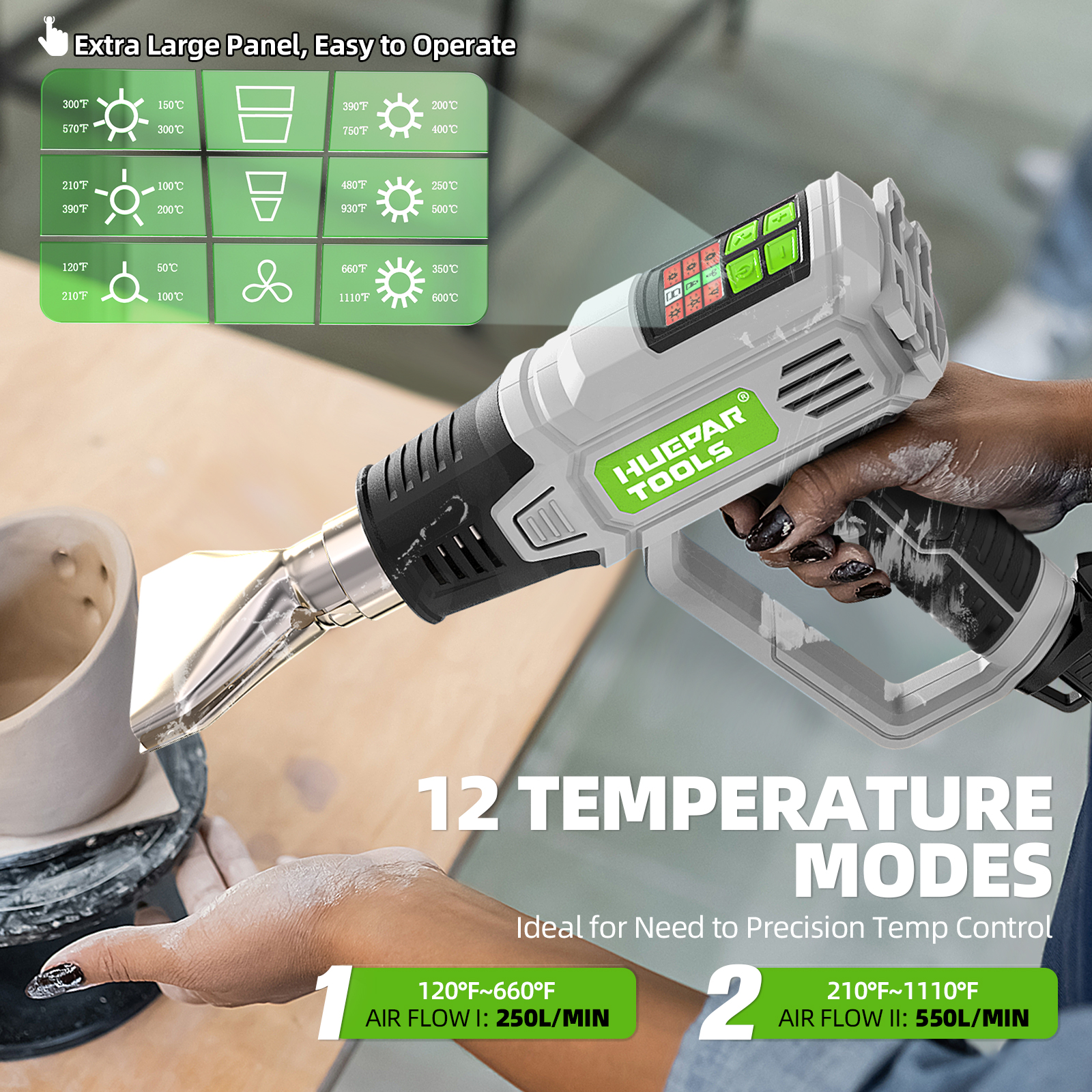 Hot Air Gun with LCD 12 Variab - Heat Gun Small 评论和价格