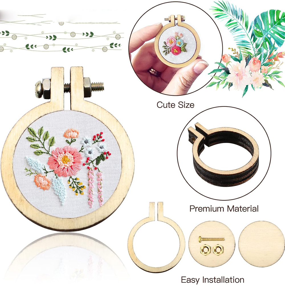 10Pcs/Set Wooden Mini Embroide - Wood Ring Blank 评论和价格