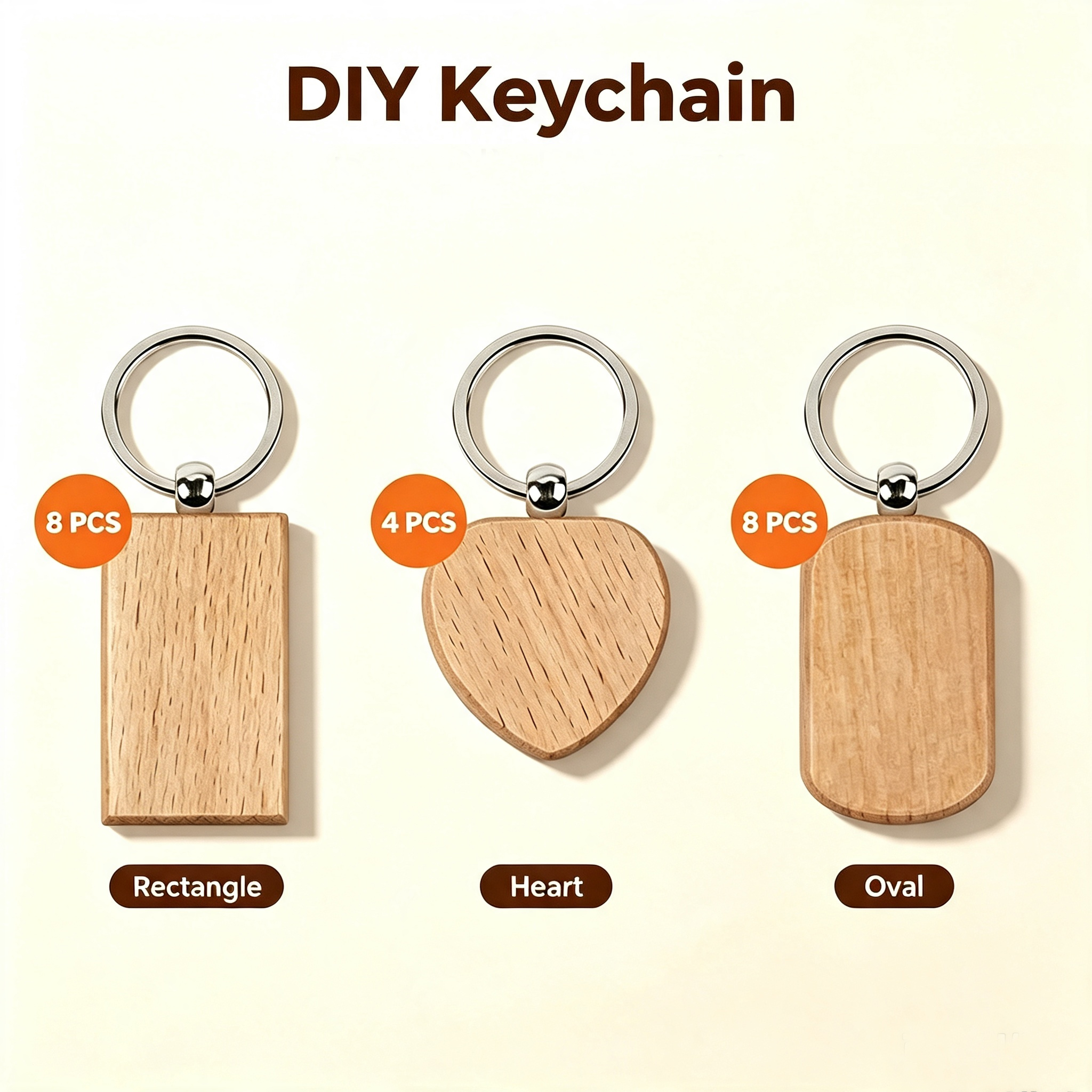20PCS Unfinished Wood Keychain - Wood Ring Blank 评论和价格