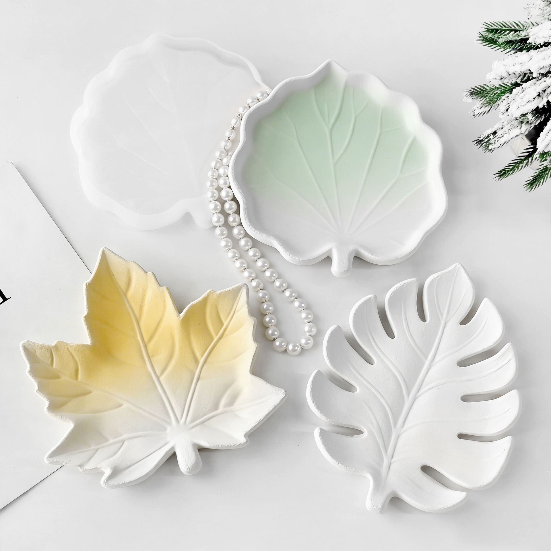DIY Gypsum Form Leaf Coaster S - Serving Tray Mold 评论和价格
