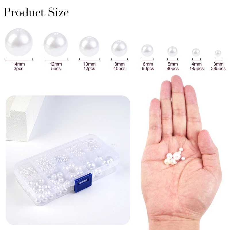 800pcs Artificial Faux Pearl R - Resin Craft Kit 评论和价格