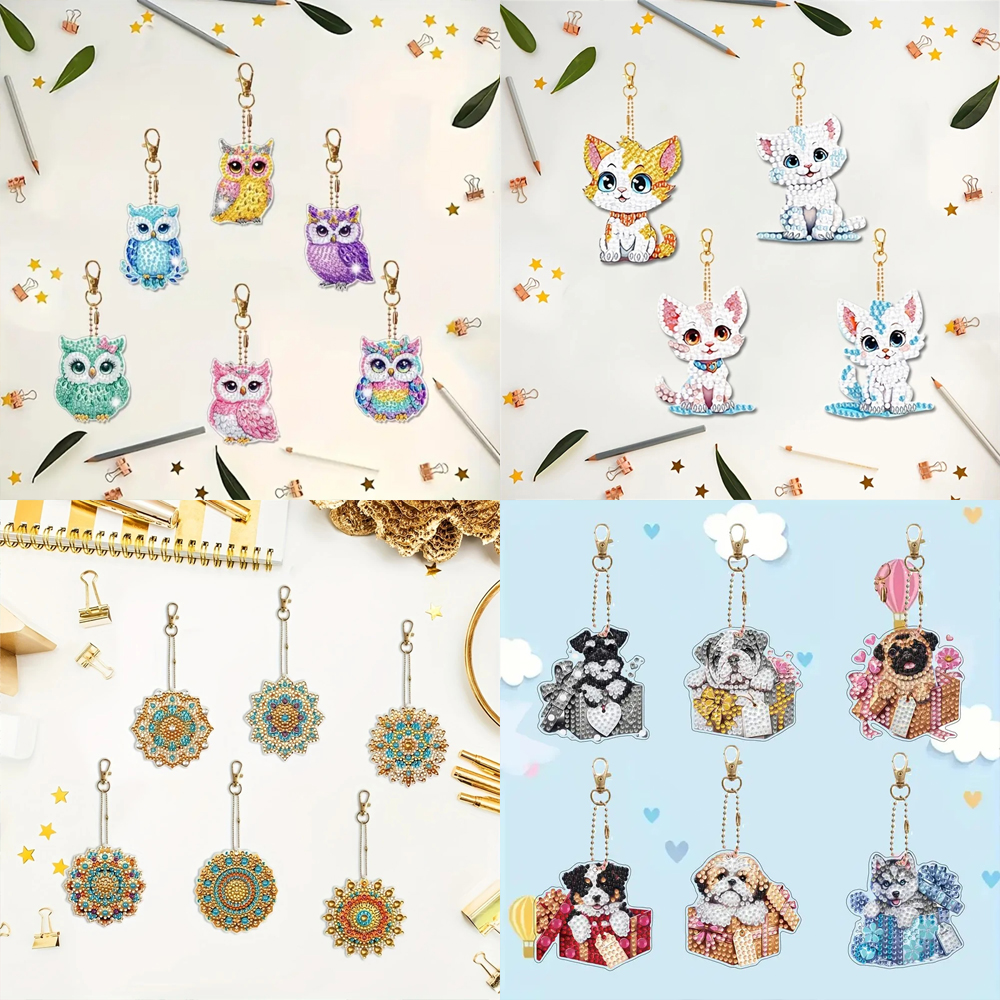 6-piece/set DIY Diamond Keycha - Resin Craft Kit 评论和价格