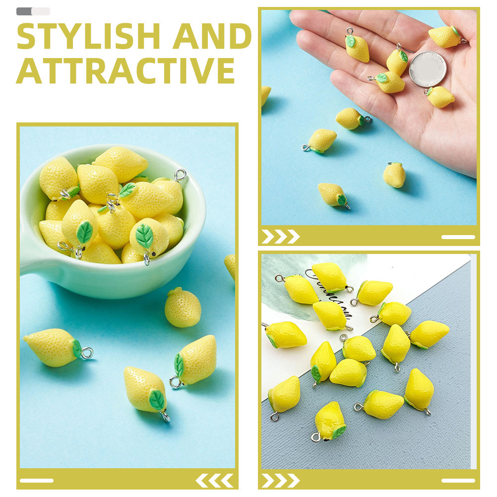 20Pcs Resin Lemon Charms Fruit - Resin Crafts 评论和价格