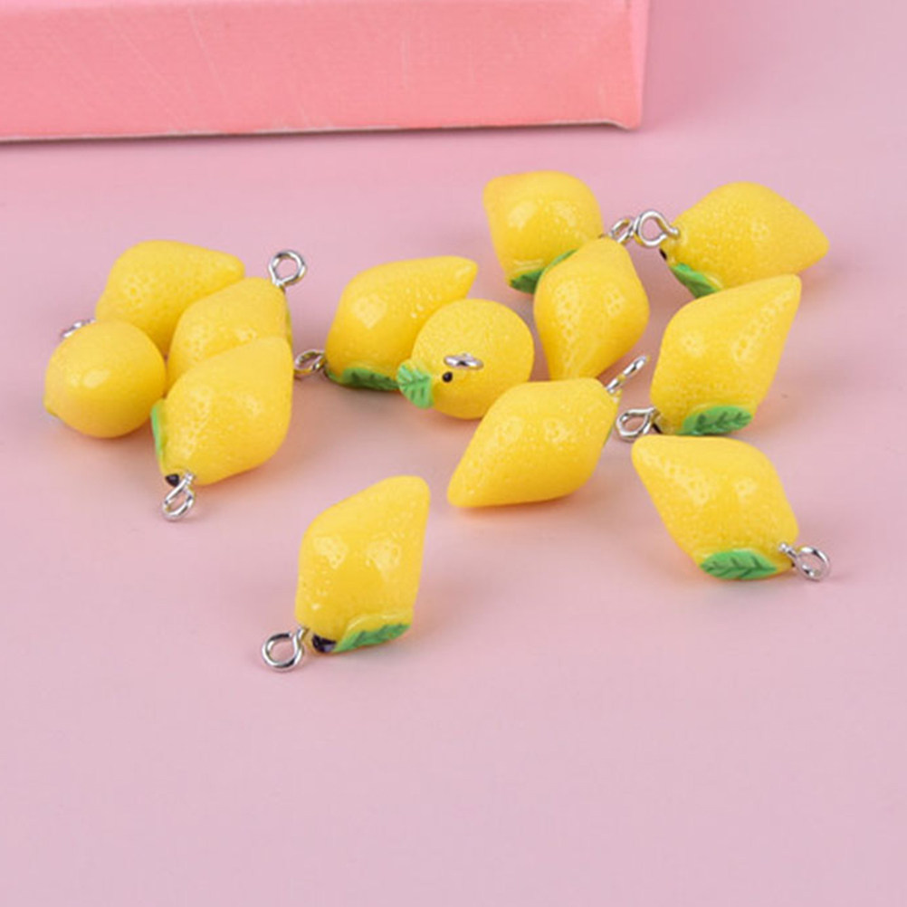 20Pcs Resin Lemon Charms Fruit - Resin Crafts 评论和价格