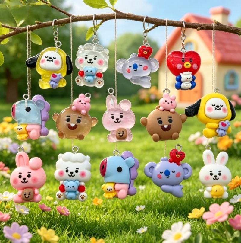 7pcs BT21 Resin Cartoon Charm  - Resin Craft Material 评论和价格