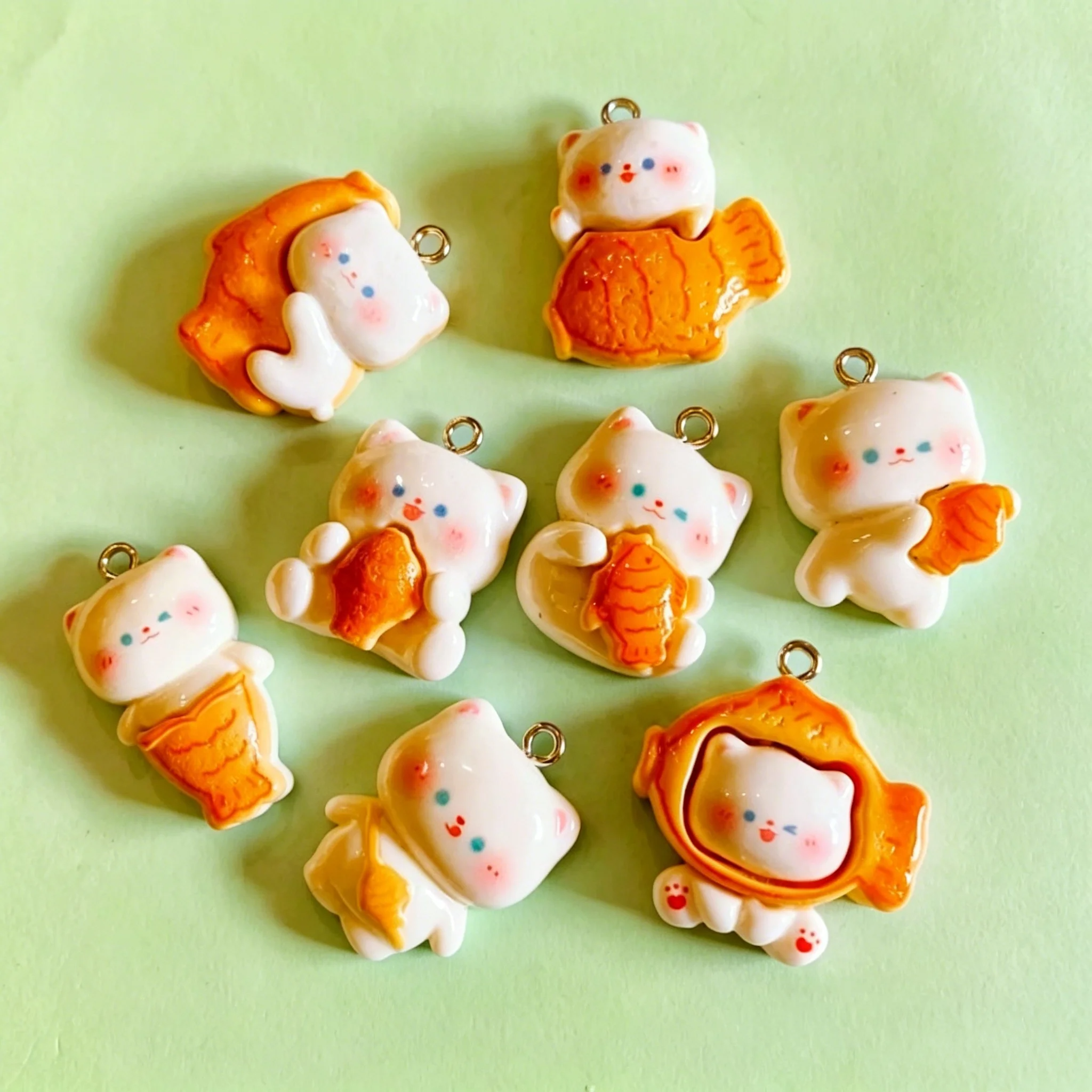 10pcs/lot Cute 3D Taiyaki Cat  - Resin Craft Material 评论和价格