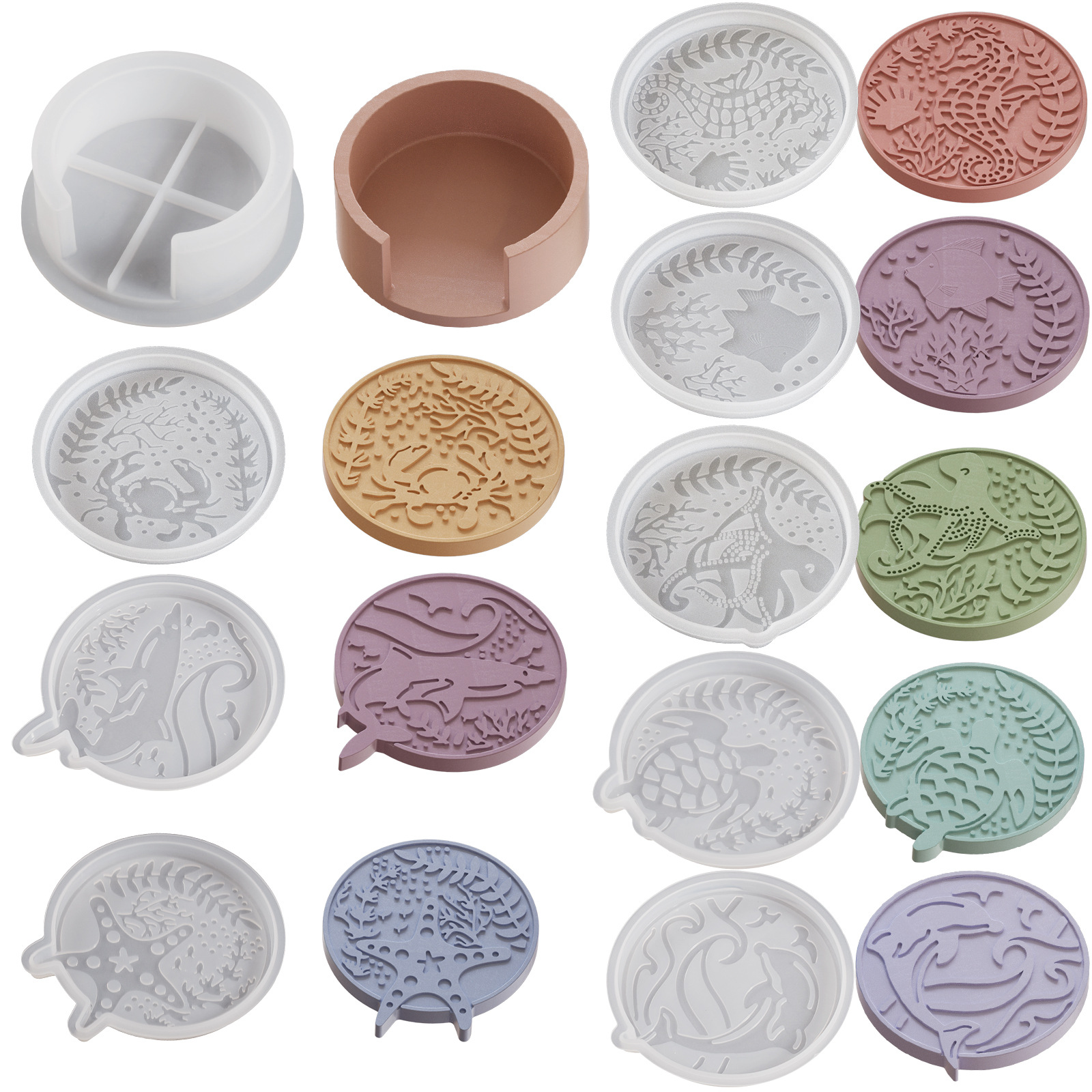 Plaster Coaster Storage Base M - Resin Ocean Wave Mold 评论和价格