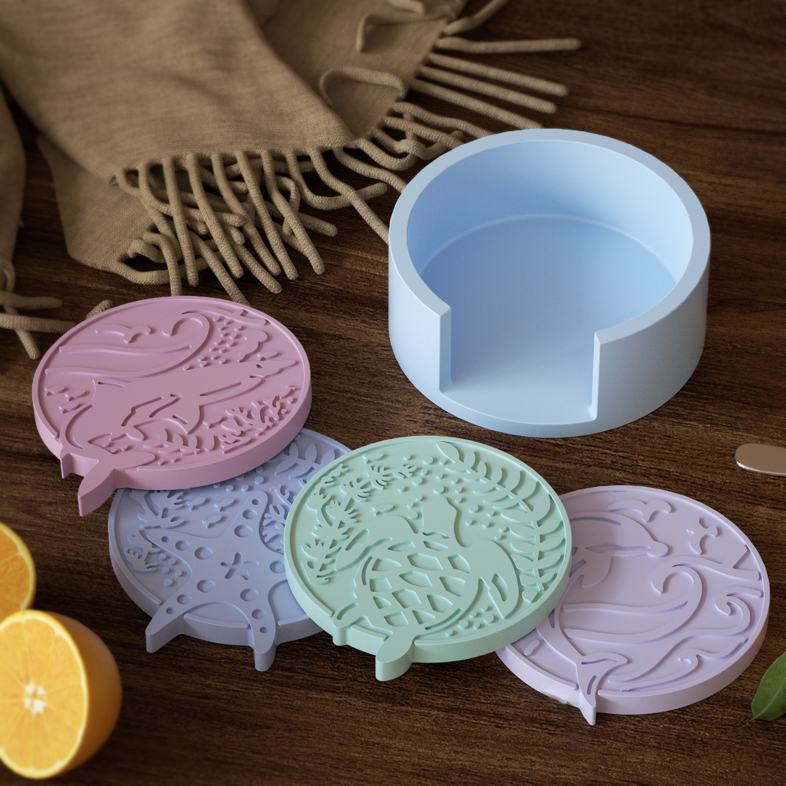 Plaster Coaster Storage Base M - Resin Ocean Wave Mold 评论和价格