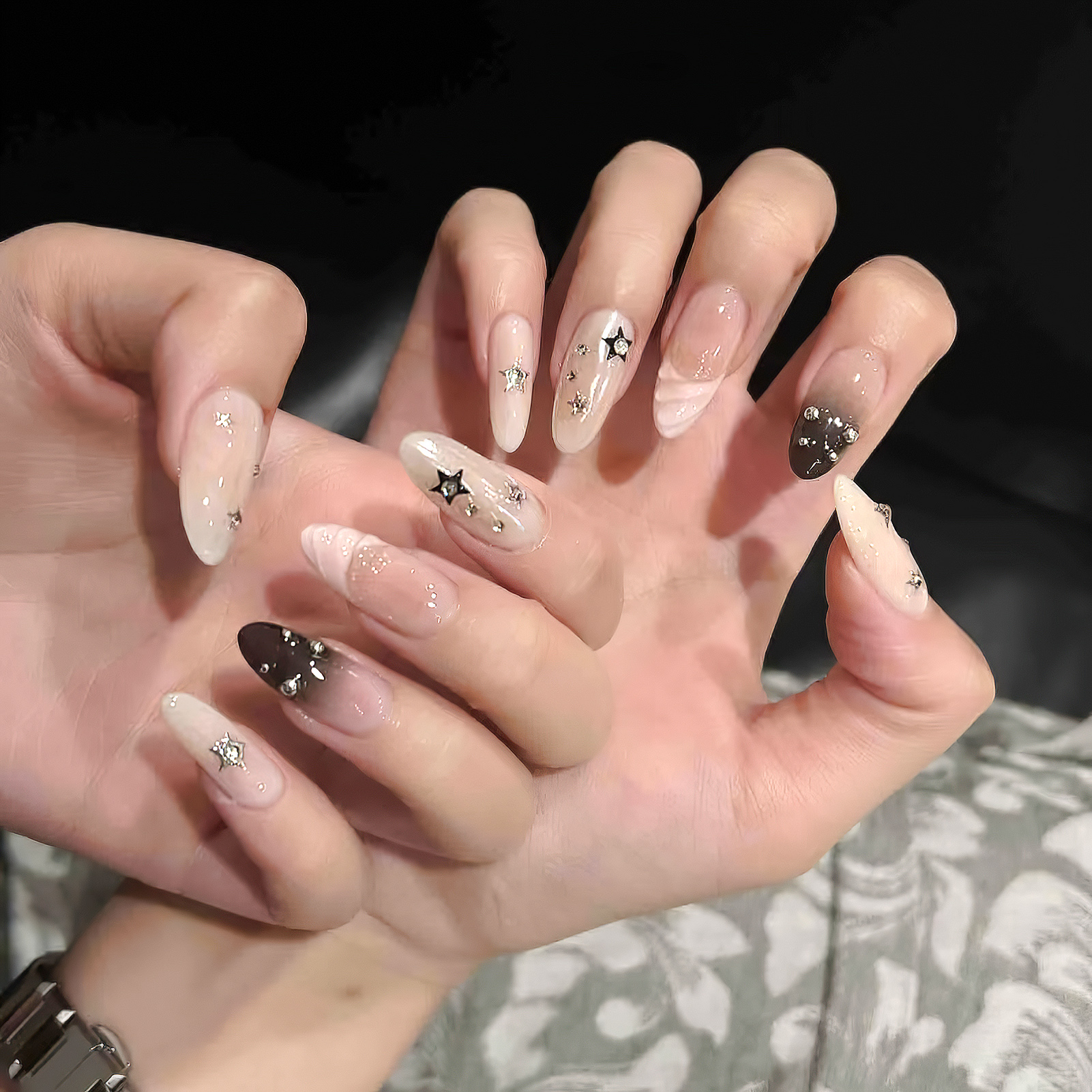 10pcs Almond Fake Nails Star G - Resin Craft Material 评论和价格