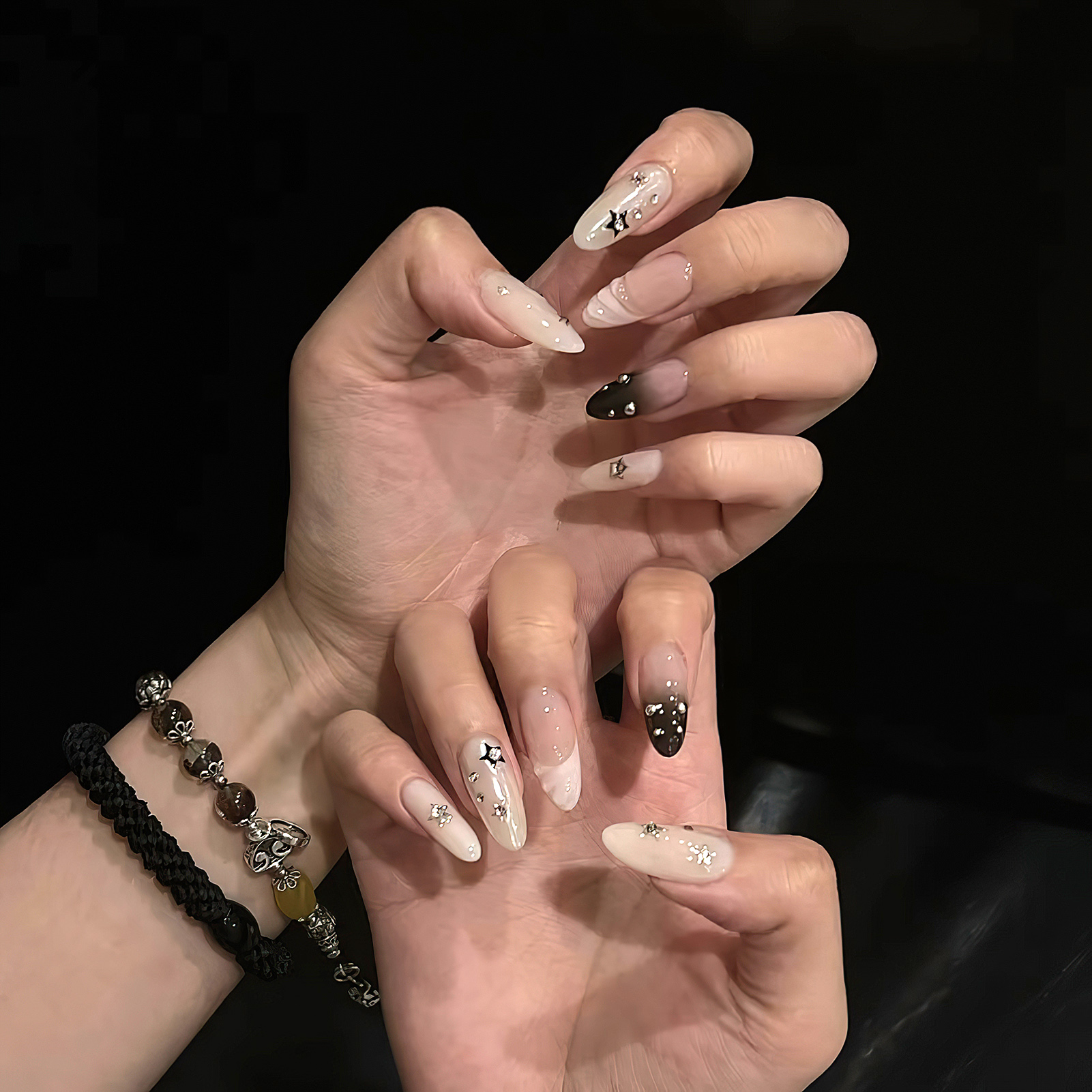 10pcs Almond Fake Nails Star G - Resin Craft Material 评论和价格