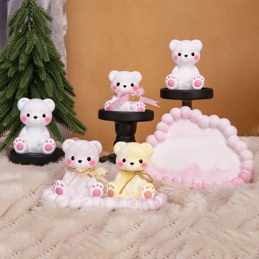 3PCS Couple Bear Silicone Mold - Silicone Mold Tray 评论和价格