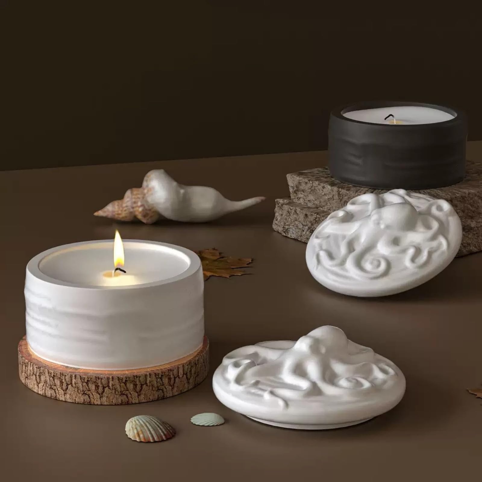 Octopus Lid Candle Jar Silicon - Resin Ocean Wave Mold 评论和价格
