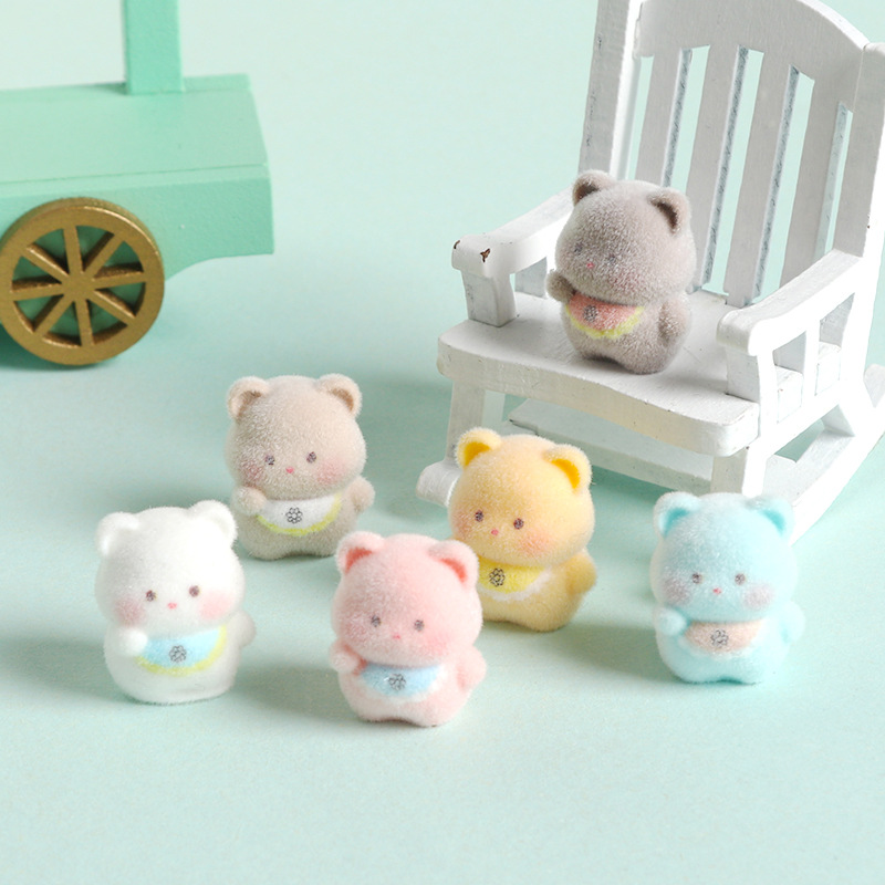 6pcs Cute 3D Flocked Resin Bib - Resin Craft Supplies 评论和价格