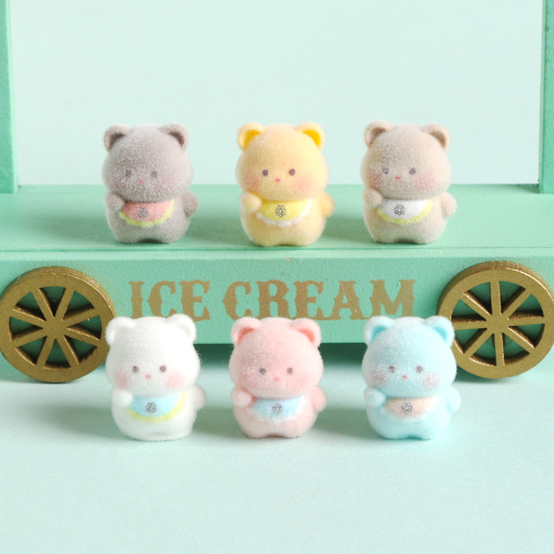 6pcs Cute 3D Flocked Resin Bib - Resin Craft Supplies 评论和价格