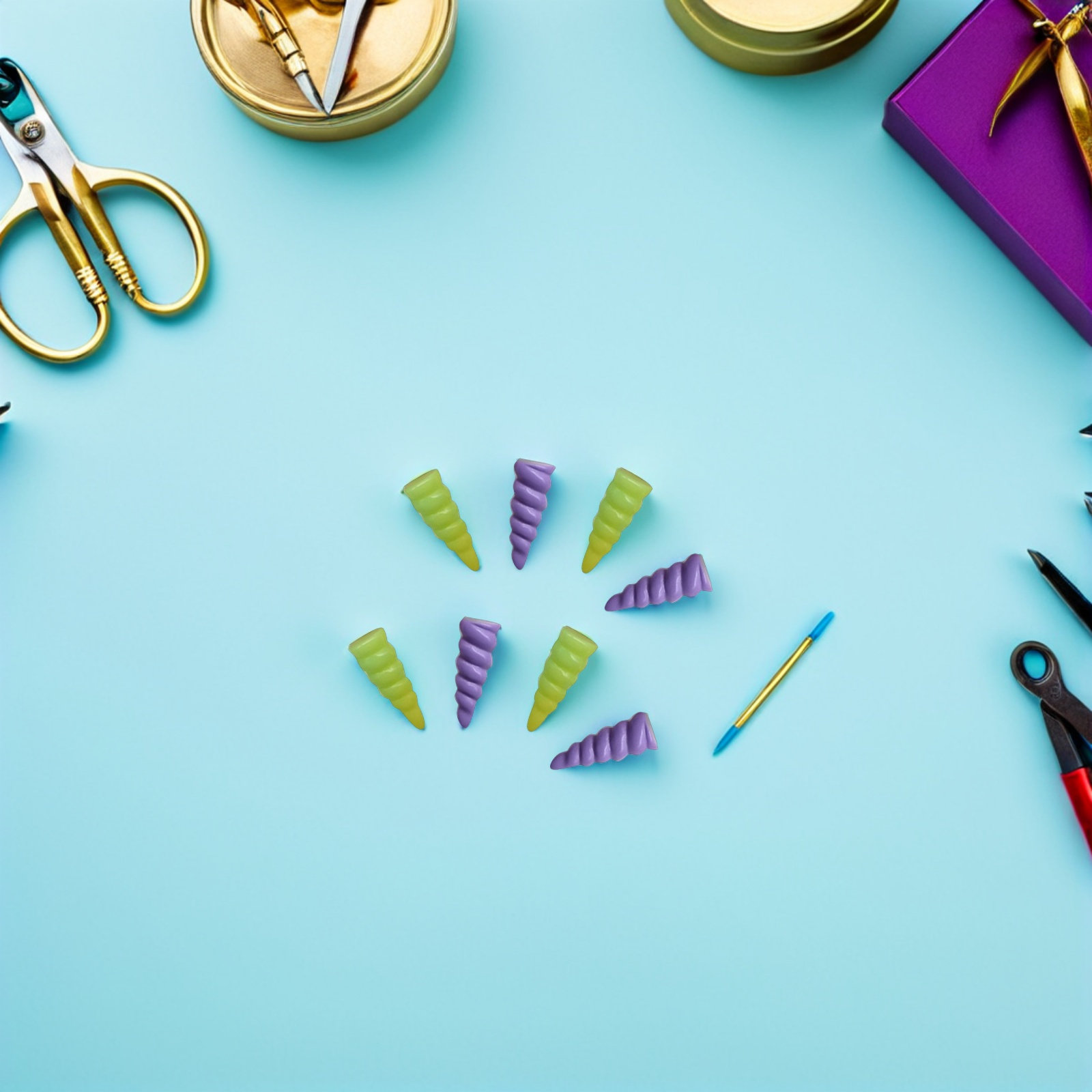 10Pcs Unicorn Horn Resin Spira - Resin Crafts 评论和价格